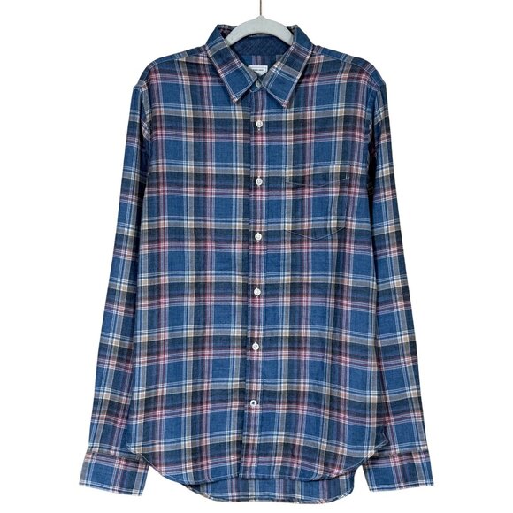 Gap Button Front Long Sleeve Shirt NEW Blue Plaid Mens Medium - Picture 1 of 11